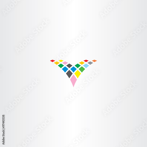 colorful letter v halftone vector icon element
