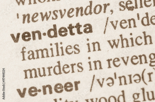 Dictionary definition of word vendetta
