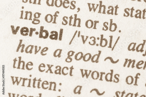 Dictionary definition of word verbal