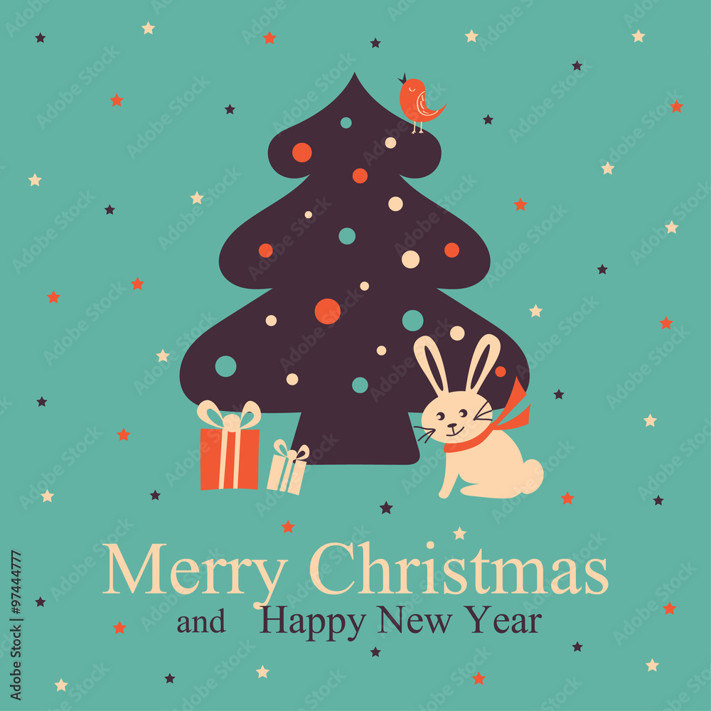 Christmas Greeting Card. Vector Illustration. Christmas Greeting Card. Vector Illustration.