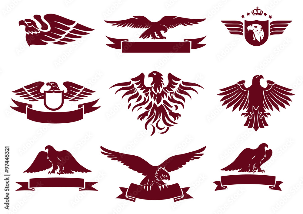 Fototapeta premium Eagles Silhouettes Set