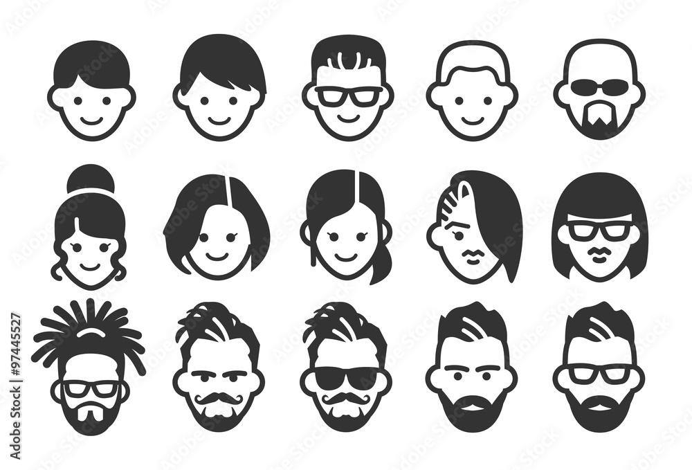 Stock Vector Illustration: Avatar icons 2 Stock Vector Illustration: Avatar icons 2