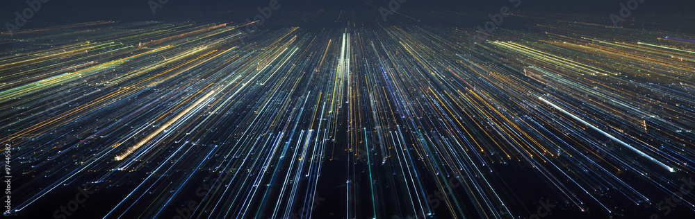 Fototapeta Streszczenie światła miasta prędkości ruchu