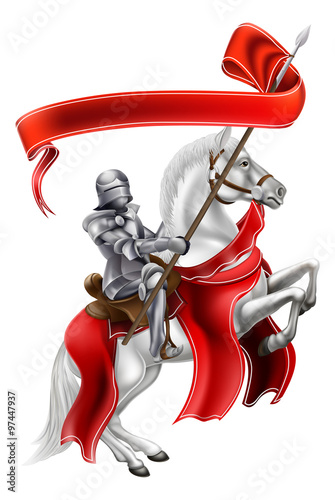 Medieval Banner Knight on Horse