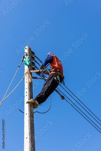 electric pole for install new cable on light poles photo