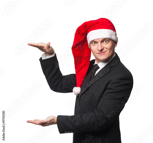Santa businessmen in suit showing blank background