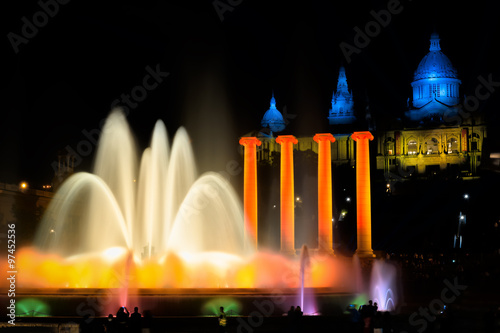 Montjuic Fountain at National art museum of Catalonia in Barcelo