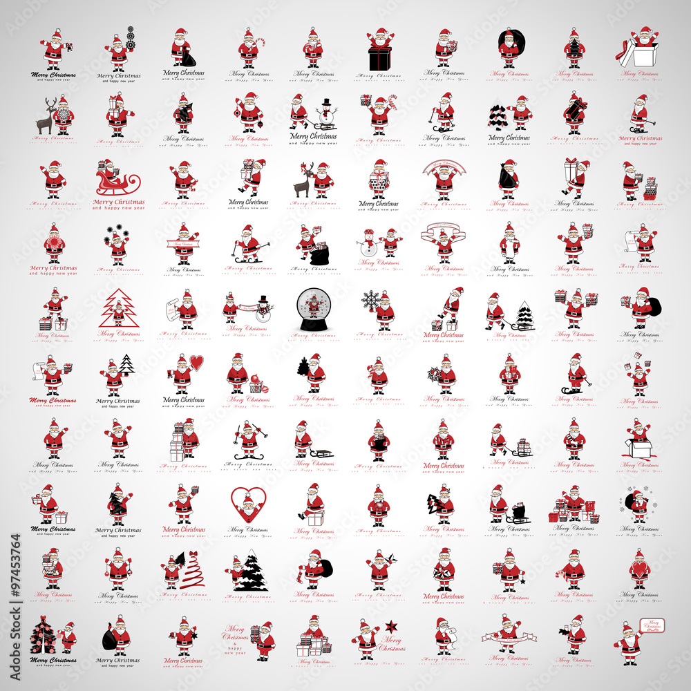 Santa Claus Icons And Christmas Elements Set - Vector Illustration, Graphic Design. For Web, Websites, Print, Presentation Templates, Mobile Applications And Promotional Materials Santa Claus Icons And Christmas Elements Set - Vector Illustration, Graphic Design. For Web, Websites, Print, Presentation Templates, Mobile Applications And Promotional Materials