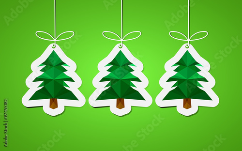 Modern flat design with origami pine trees