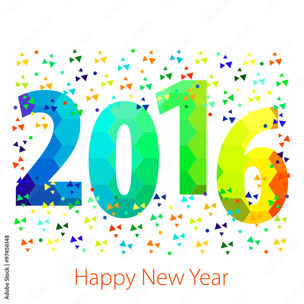 Fototapeta premium Happy New Year 2016, geometric illustration
