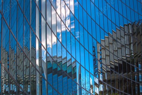 Photography LONDON UK - SEPTEMBER 19, 2015 - Modern English architecture, Glass building texture and reflections