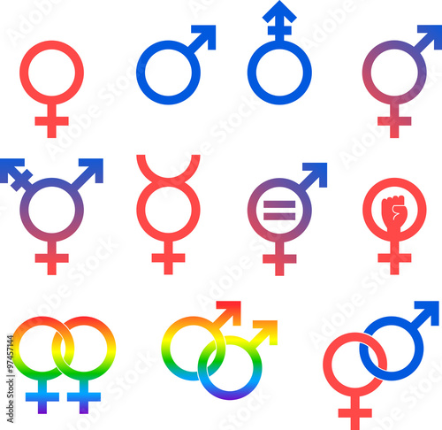 Gender Symbols
Set of vector graphic icons representing the universal symbols of gender and sexuality.