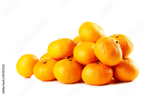 Ripe mandarins isolated on a white