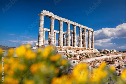 Famous Greek temple Poseidon, Cape Sounion in Greece