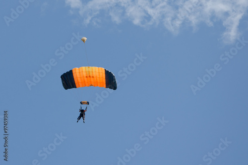 Orange and black parachute