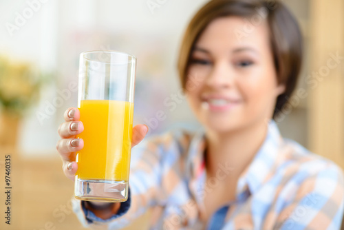 Glassful of fresh orange juice. 