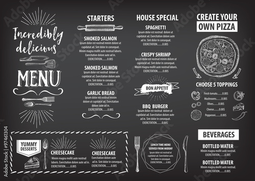 Restaurant cafe menu, template design.