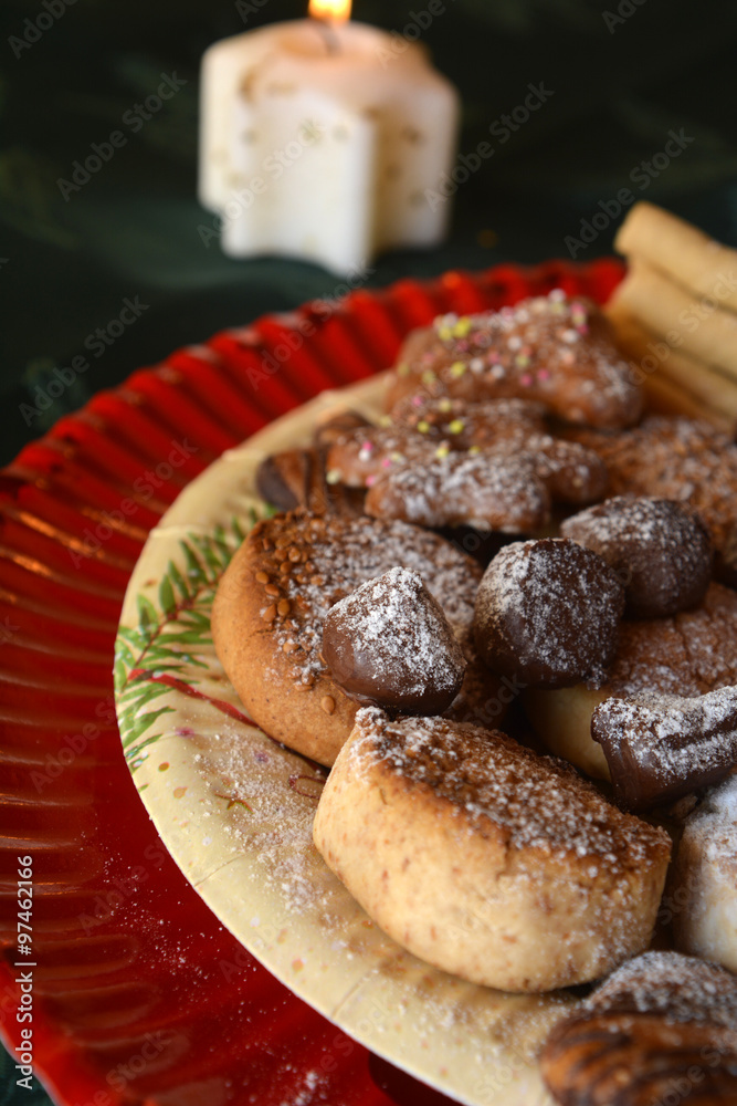 Lovely close up image of Christmas cookies on a table Lovely close up image of Christmas cookies on a table