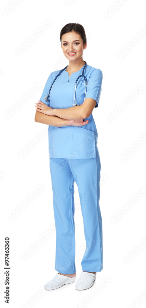 Smiling medical doctor isolated on white Smiling medical doctor isolated on white