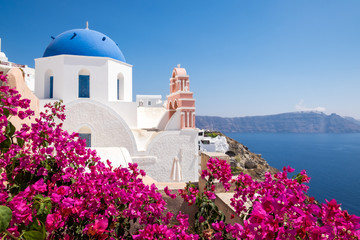 Wandcirkels Santorini Cycladisch huis met bloemen Santorini  © Martin M303