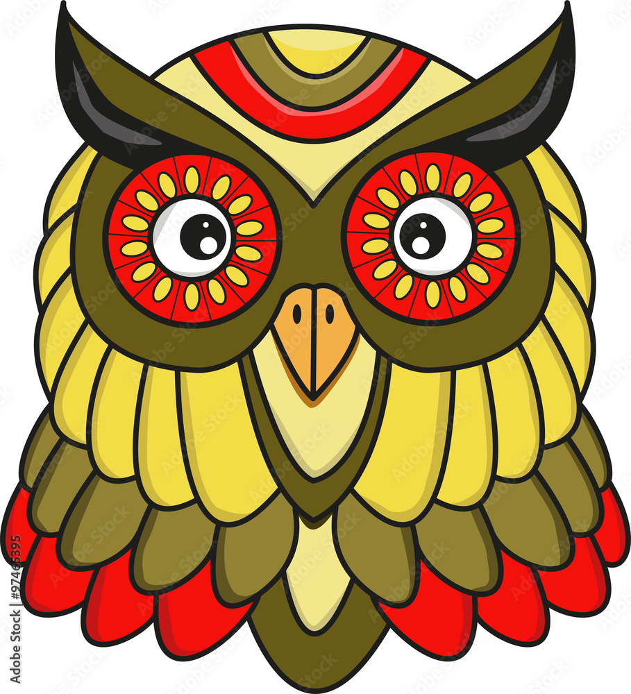 A stylized multicolor owl vector, civetta colorata vettoriale Stock ...