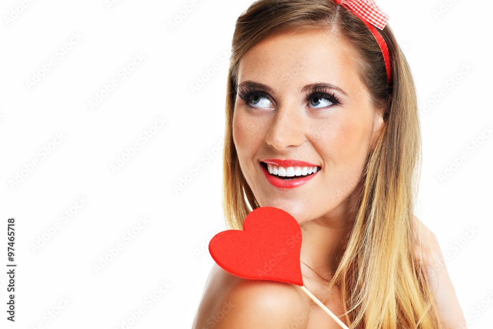 Sexy Valentine woman holding a heart Sexy Valentine woman holding a heart