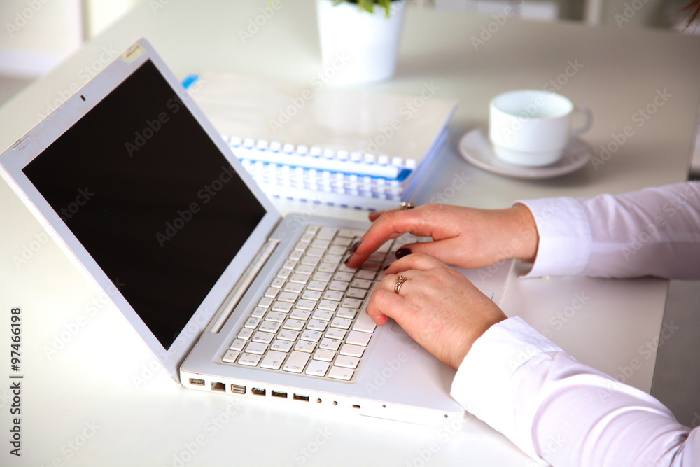 Young businesswoman working on a laptop Young businesswoman working on a laptop