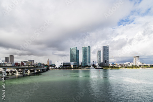 Miami Skyline Aerial view of South Miami Beach and business and residential buildings