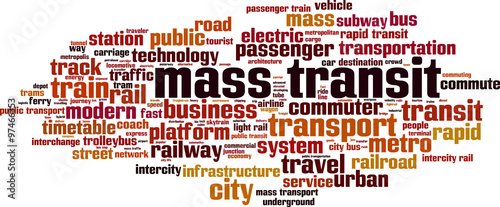 Mass transit word cloud concept. Vector illustration