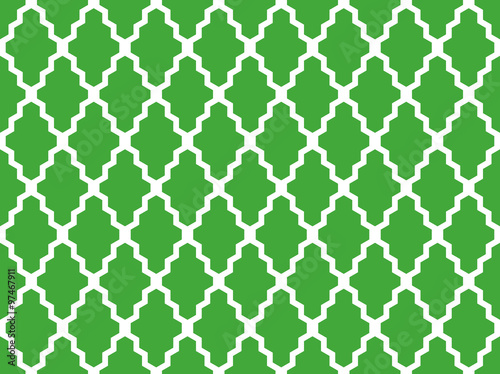 Seamless green and white moroccan geometric african pattern vector