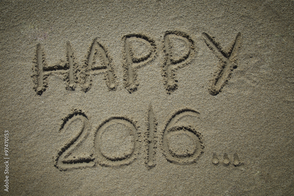 Happy 2016 in a sand