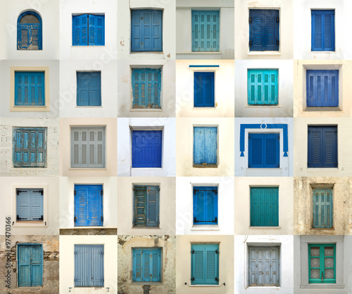 Collage of windows from greece