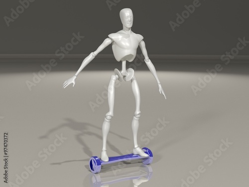 a rendering of a manikin on a hoverboard photo