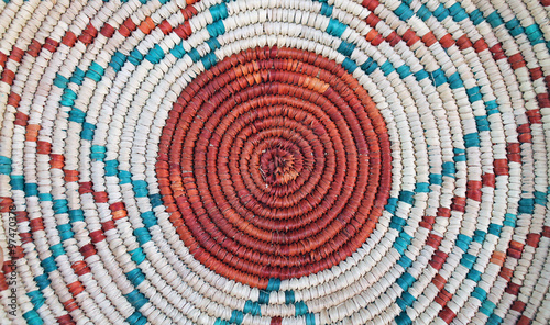 Closeup of the Pattern on a Colorful Woven Basket