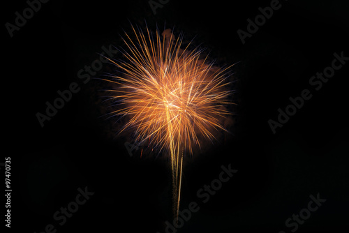 Brightly colorful fireworks in the night sky