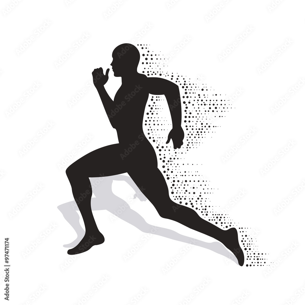collapsing silhouette of the running athlete collapsing silhouette of the running athlete