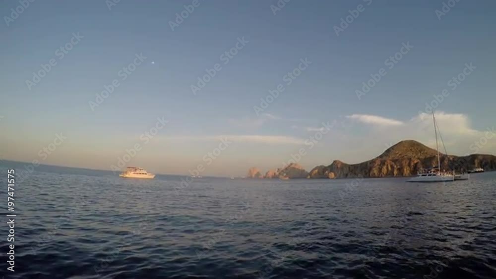 View of beautiful hills from a boat on the ocean