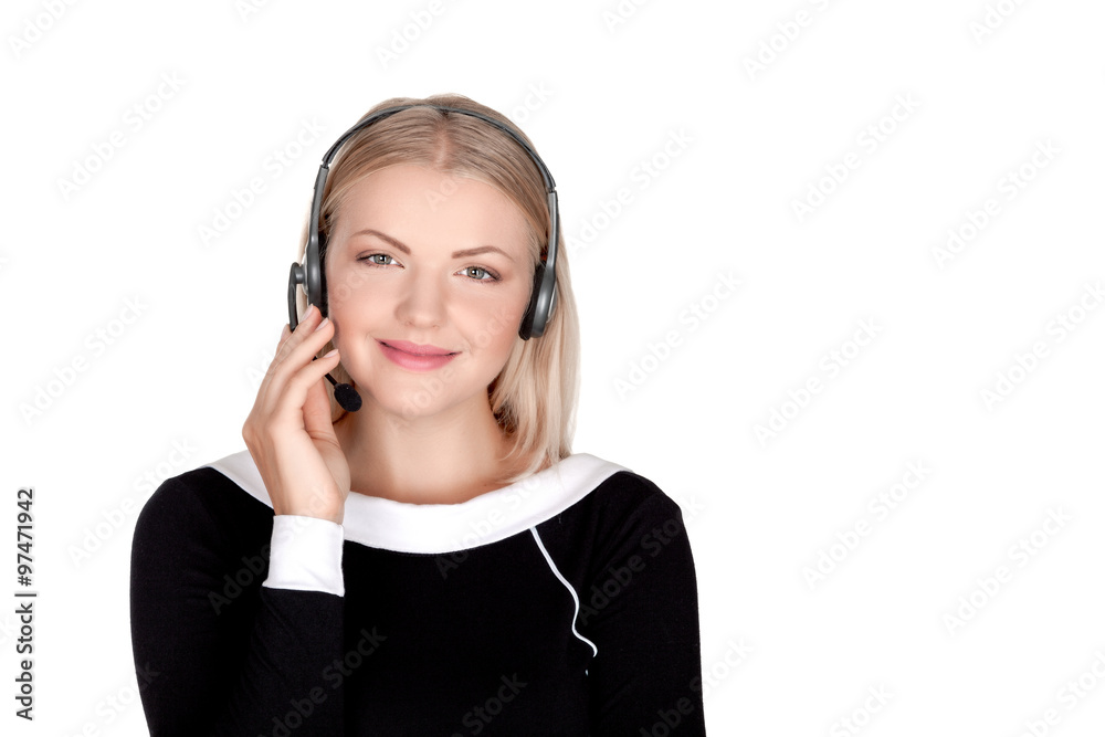 support phone operator in headset isolated call center representative