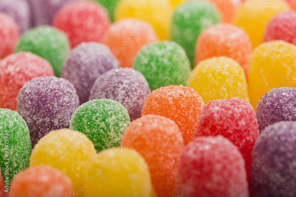 Colorful spice drops candy covered with sugar crystals Colorful spice drops candy covered with sugar crystals