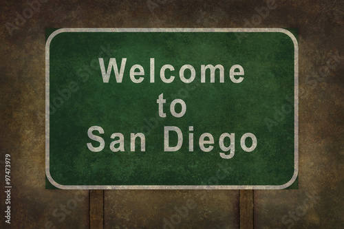 Welcome to San Diego roadside sign illustration