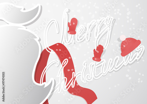 A fancy Christmas card with mustache and handmade outline font in a modern flat design