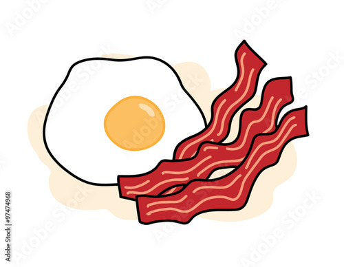 Bacon and Egg, a hand drawn vector illustration of delicious bacons and egg, isolated on a simple background (each objects is properly grouped and editable).