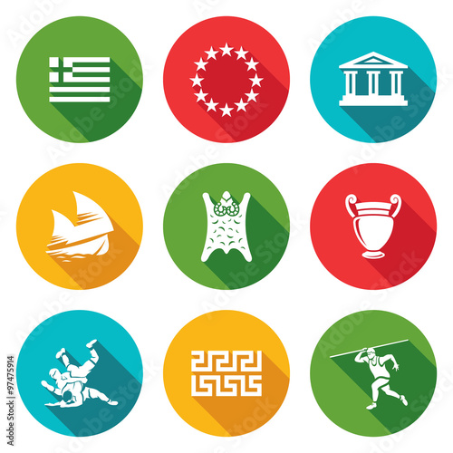 Greece Icons Set. Vector Illustration.