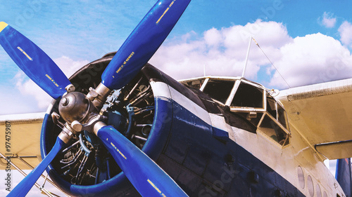 Blue plane with propeller