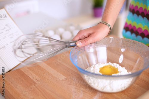 Baking ingredients for shortcrust pastry and plunger photo