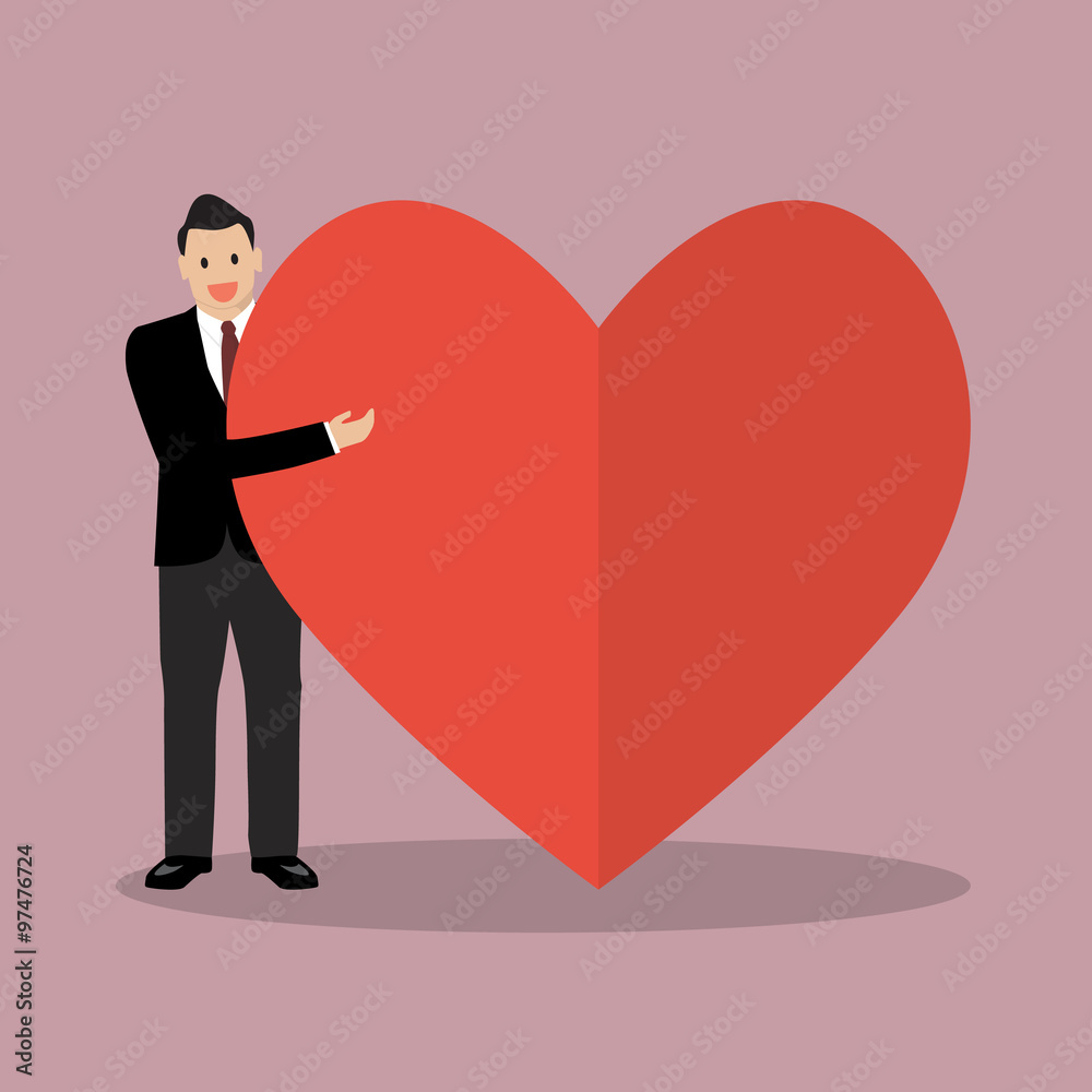 Businessman presenting the big heart Businessman presenting the big heart
