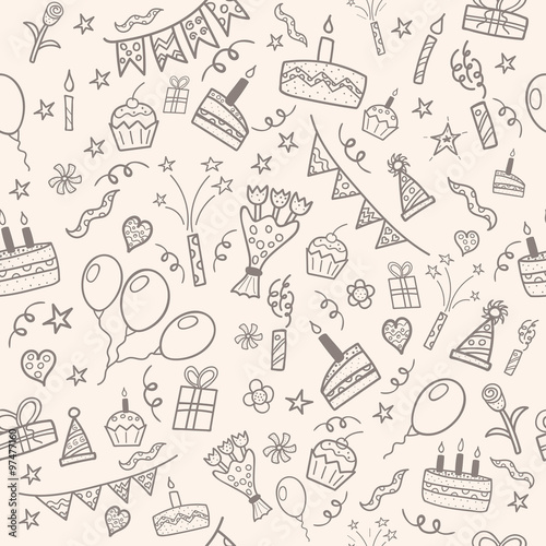 Birthday party doodle pattern