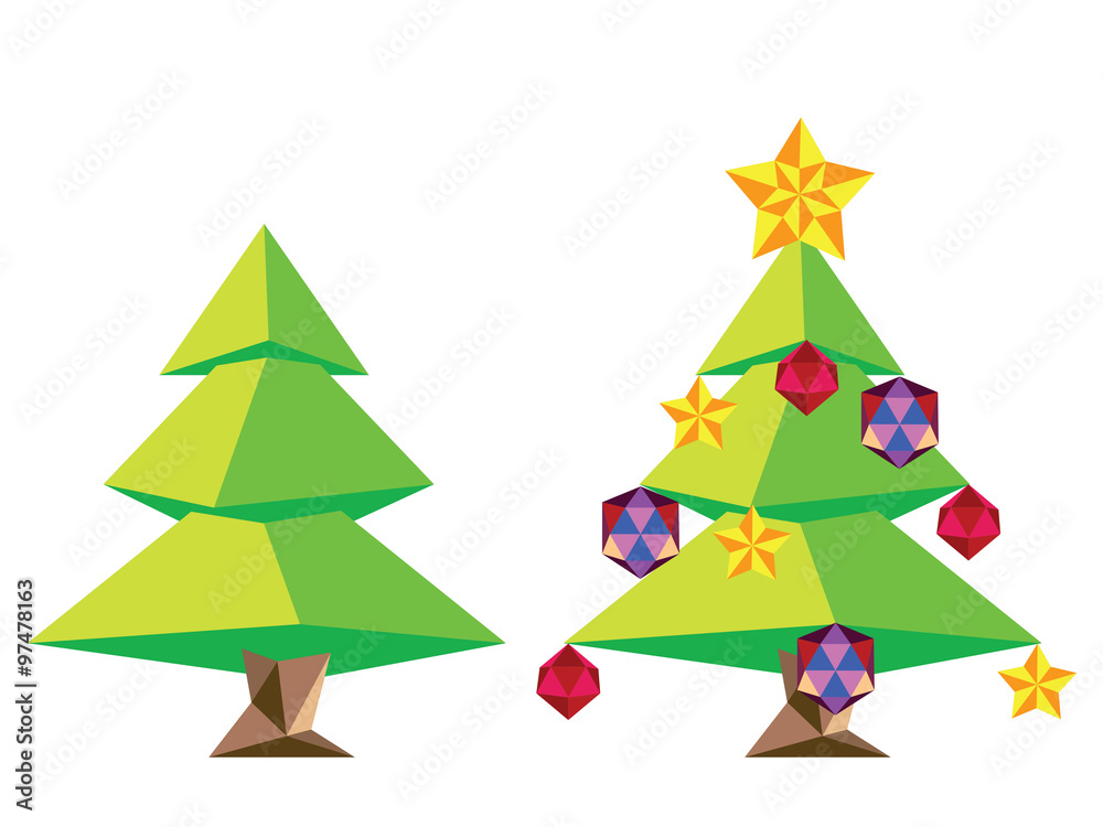 Obraz premium Green Polygonal Christmas Tree