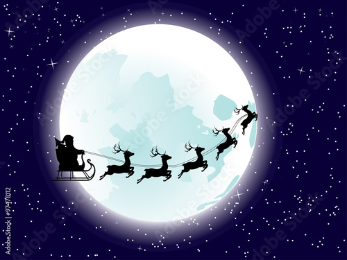 Flying Santa and Full Moon