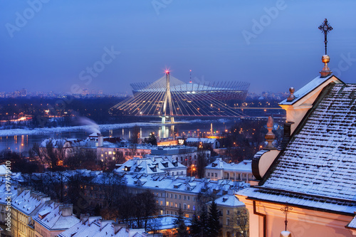 City Of Warsaw Winter Evening Cityscape